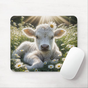 Alfombrilla De Ratón Calf Blanco En La Parada De Daisy