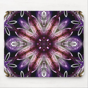 Alfombrilla De Ratón Calidoscopio de Flor Cósmica Violeta y Magenta