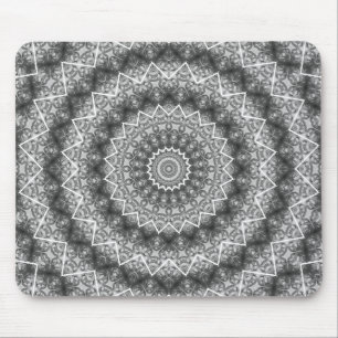 Alfombrilla De Ratón Calidoscopio / Mandala Gris Claro
