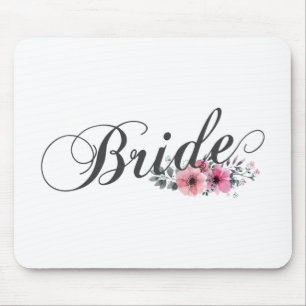 Alfombrilla De Ratón Caligrafía floral simple de novia   Mousepad