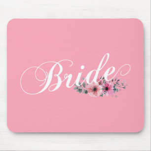 Alfombrilla De Ratón Caligrafía floral simple de novia Mousepad