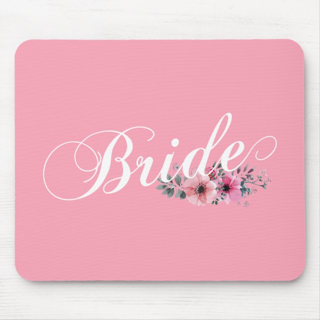 Alfombrilla De Ratón Caligrafía floral simple de novia | Mousepad (Frente)