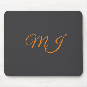 Alfombrilla De Ratón Caligrafía gris naranja monograma nombre inicial
