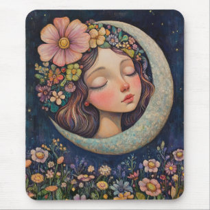 Alfombrilla De Ratón Calor floral y luna creciente