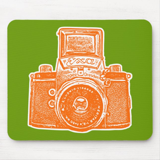 Alfombrilla De Ratón Cámara gigante de Alemania Oriental - Naranja, bla (Frente)