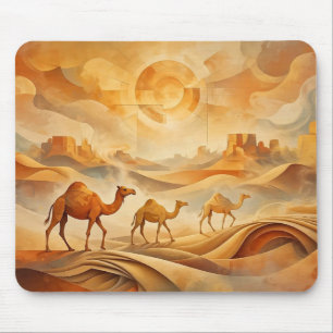 Alfombrilla De Ratón Camellos del amanecer del desierto Arenas movediza