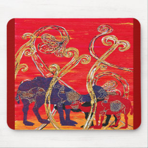 Alfombrilla De Ratón Camellos rojos y azules Mousepad