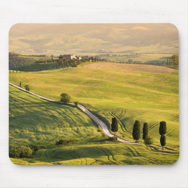 Alfombrilla De Ratón Camino blanco en mousepad del paisaje de Toscana (Frente)