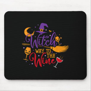 Alfombrilla De Ratón Camino de bruja a la bebida de Wine Halloween para
