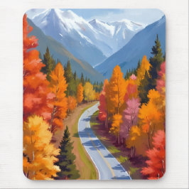 Alfombrilla De Ratón Camino de Otoño | Aquarela de Naturaleza de Foliaj