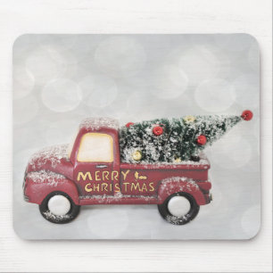 Alfombrilla De Ratón camión de cosecha roja sobre fondo de bokek gris