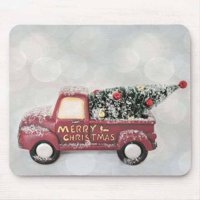 Alfombrilla De Ratón Camión de juguete rojo con árbol de Navidad (Frente)
