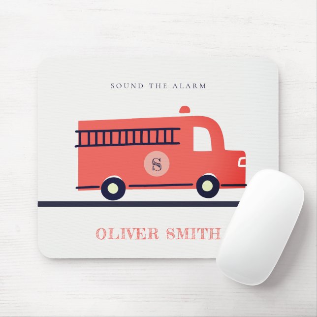 Alfombrilla De Ratón Camión Monograma de la Marina Roja Cute (Con ratón)