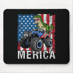 Alfombrilla De Ratón Camioneta Monstruo Dinosaurio Americana Bandera 4