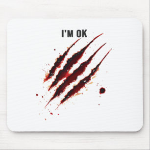 Alfombrilla De Ratón Camisa sangrienta Estoy bien, la mancha de sangre 