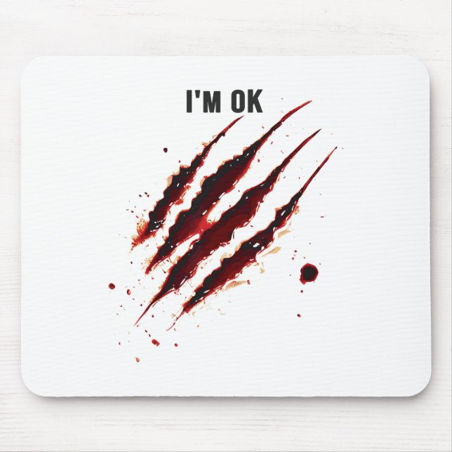 Alfombrilla De Ratón Camisa sangrienta Estoy bien, la mancha de sangre  (Frente)