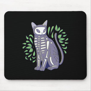 Alfombrilla De Ratón Camisas del cráneo - Esqueleto Kitty Halloween Cos
