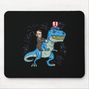 Alfombrilla De Ratón Camiseta Abe Lincoln montando un dinosaurio T-rex 