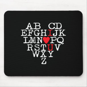 Alfombrilla De Ratón Camiseta Alfabeto Abc Te Amo Día De San Valentín C