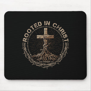 Alfombrilla De Ratón Camiseta arraigada en Cristo, Camiseta de Jesús, C