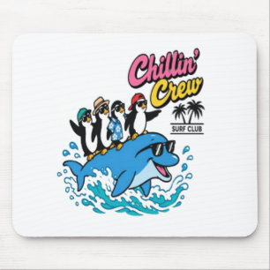 Alfombrilla De Ratón Camiseta Chillin Crew Surf Club Pingüino Delfín