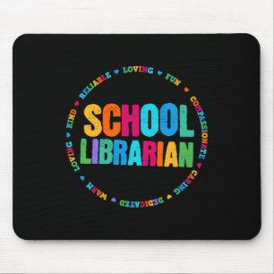 Alfombrilla De Ratón Camiseta de bibliotecaria escolar colores arcoíris