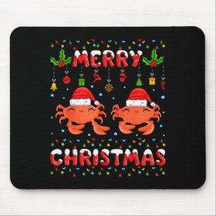 Alfombrilla De Ratón Camiseta de cangrejo de Navidad Sombrero de Santa