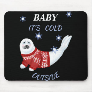 Alfombrilla De Ratón Camiseta de foca de invierno afuera hace frío bebé