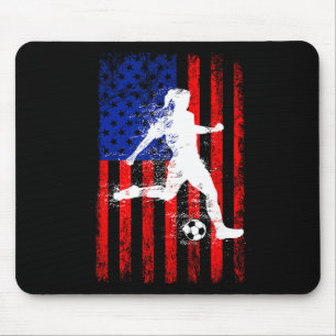Alfombrilla De Ratón Camiseta de fútbol de bandera americana para niñas