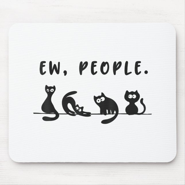Alfombrilla De Ratón Camiseta de gato negro mujeres graciosas nuevas pe (Frente)