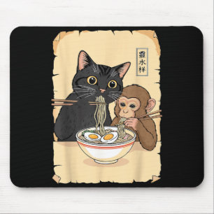 Alfombrilla De Ratón Camiseta de mono de ramen de gato divertido gato m