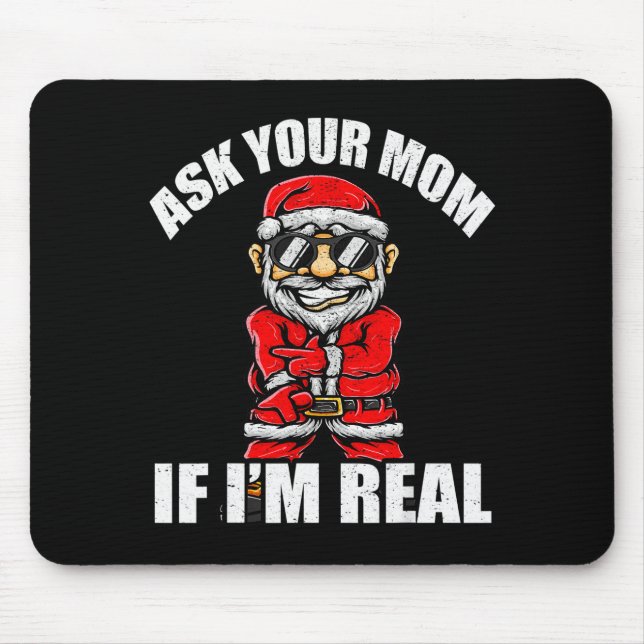 Alfombrilla De Ratón Camiseta de Navidad de Papá Noel Travieso Adulto P (Frente)