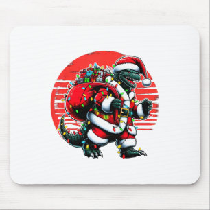 Alfombrilla De Ratón Camiseta de Navidad de Santazilla Monstruo Japonés