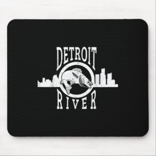 Alfombrilla De Ratón Camiseta de pesca de lucioperca del río Detroit pa