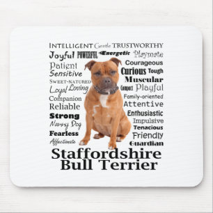 Alfombrilla De Ratón Camiseta de rasgos de Staffie 