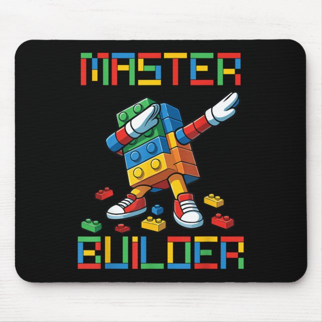 Alfombrilla De Ratón Camiseta del Maestro Constructor Bloques de Dabbin (Frente)
