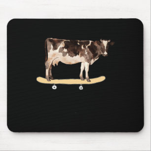 Alfombrilla De Ratón Camiseta divertida de vaca con monopatín