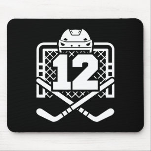 Alfombrilla De Ratón Camiseta divertida número 12 de hockey jugador de