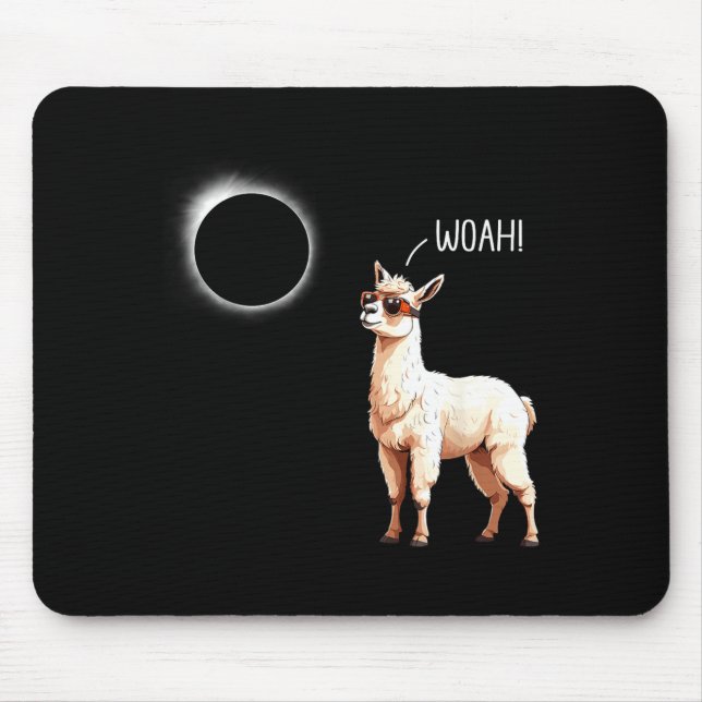Alfombrilla De Ratón Camiseta Eclipse Solar Total Llama Woah (Frente)