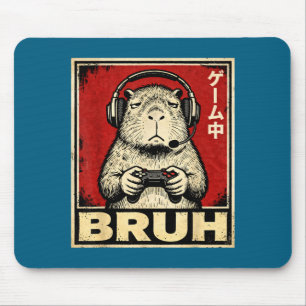 Alfombrilla De Ratón Camiseta Gráfica Divertida de Capibara Gamer Bruh 