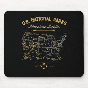 Alfombrilla De Ratón Camiseta Mapa Parques Nacionales Mujeres Hombres C