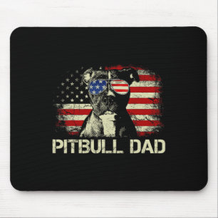 Alfombrilla De Ratón Camiseta Mejor Papá Pitbull Ever Bandera Americana
