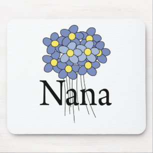 Alfombrilla De Ratón Camiseta Nana Flor Azul Bonita