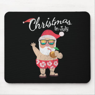Alfombrilla De Ratón Camiseta Navidad En Julio Santa Divertido Verano P