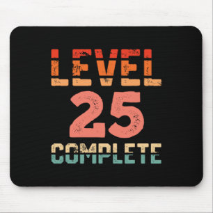 Alfombrilla De Ratón Camiseta Nivel 25 Completo Retro Gamer Cumpleaños 