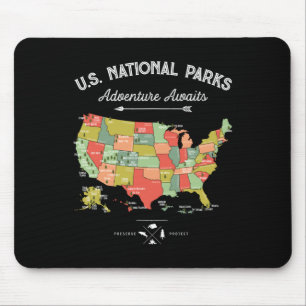 Alfombrilla De Ratón Camiseta Parques Nacionales Mapa Camping Mujeres H