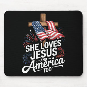 Alfombrilla De Ratón Camiseta Patriótica Ama a Jesús Y a América Demasi