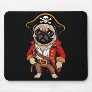 Alfombrilla De Ratón Camiseta pirata de perro pug niños crían café de H