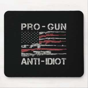 Alfombrilla De Ratón Camiseta Pro Gun Anti Idiota Vintage Usa Flag 2nd