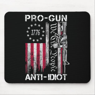 Alfombrilla De Ratón Camiseta Pro Gun Anti Idiota Vintage Usa Flag 2nd 